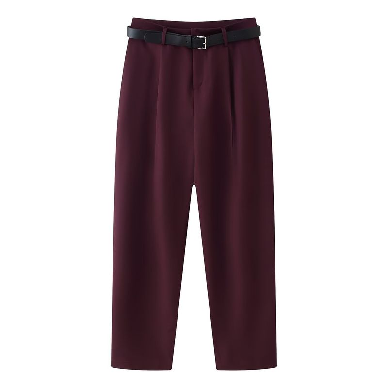 VELVET - Pantalon Bruselas Plices Burdeo Mujer