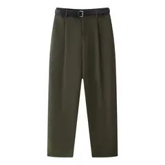 VELVET - Pantalon Bruselas Plices Verde Mujer