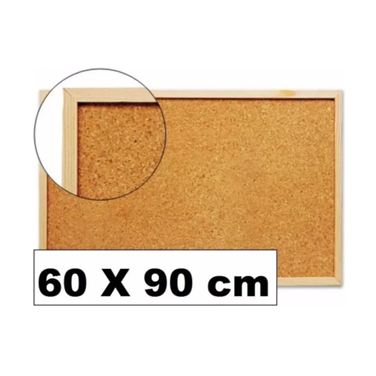 GENERICO - Pizarra corcho 60 x 90 borde madera resistente + fijadores c