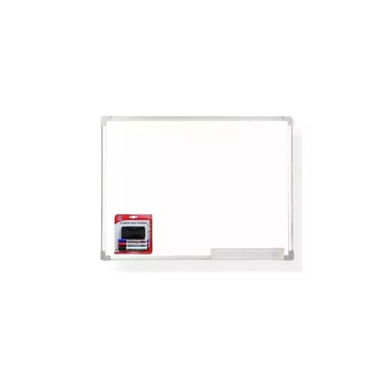 GENERICO - Pizarra acrílica blanca 60x90 cm + set 3 plumones y borrador