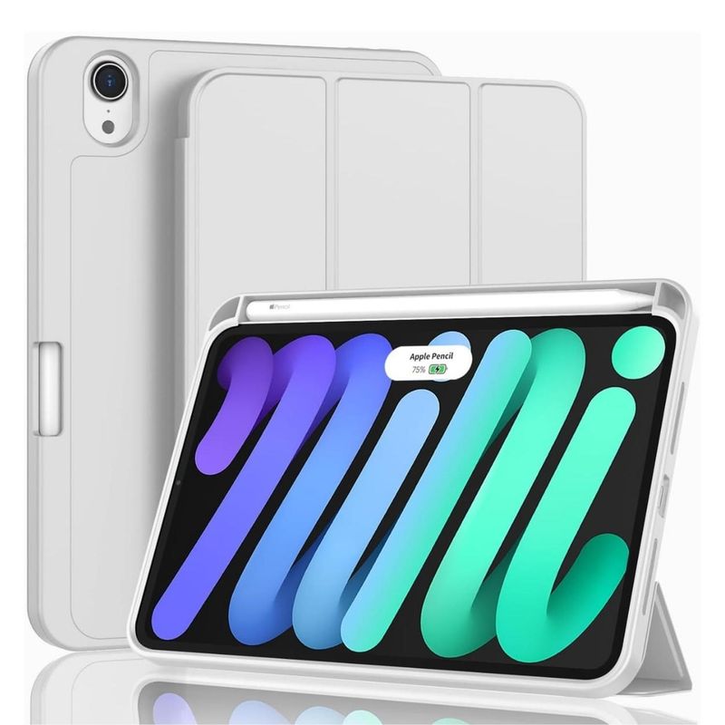 GENERICO - Funda Para iPad Mini 7° Gen Con Ranura Para Carga Magnética - Gris
