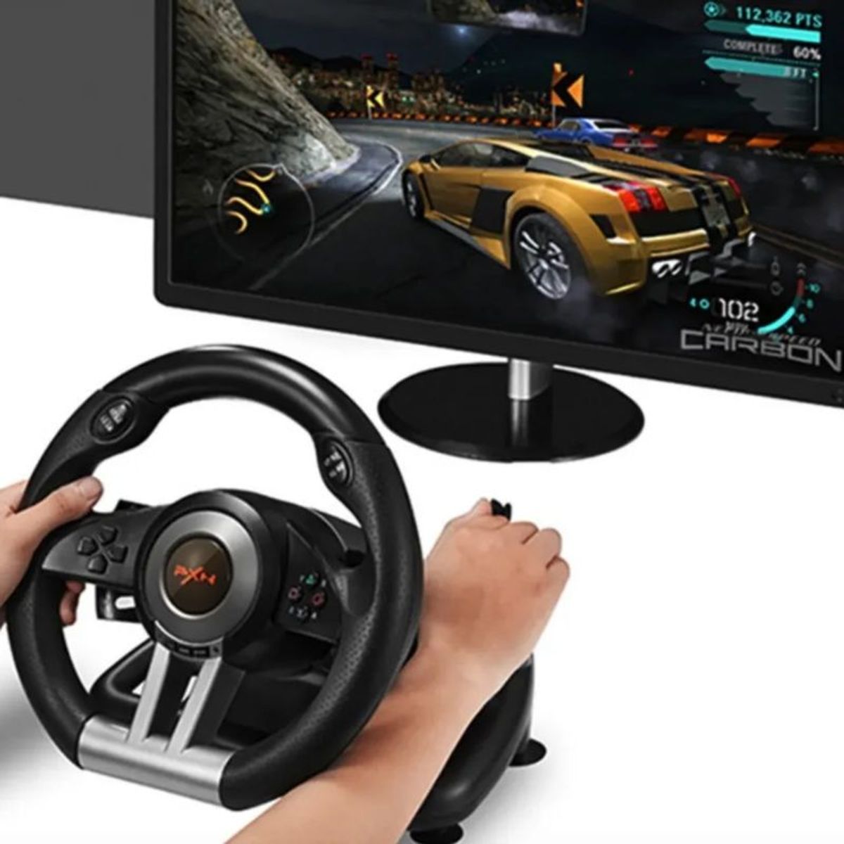 MOVI - Volante Simulador con Pedales USB PC PS4 Switch