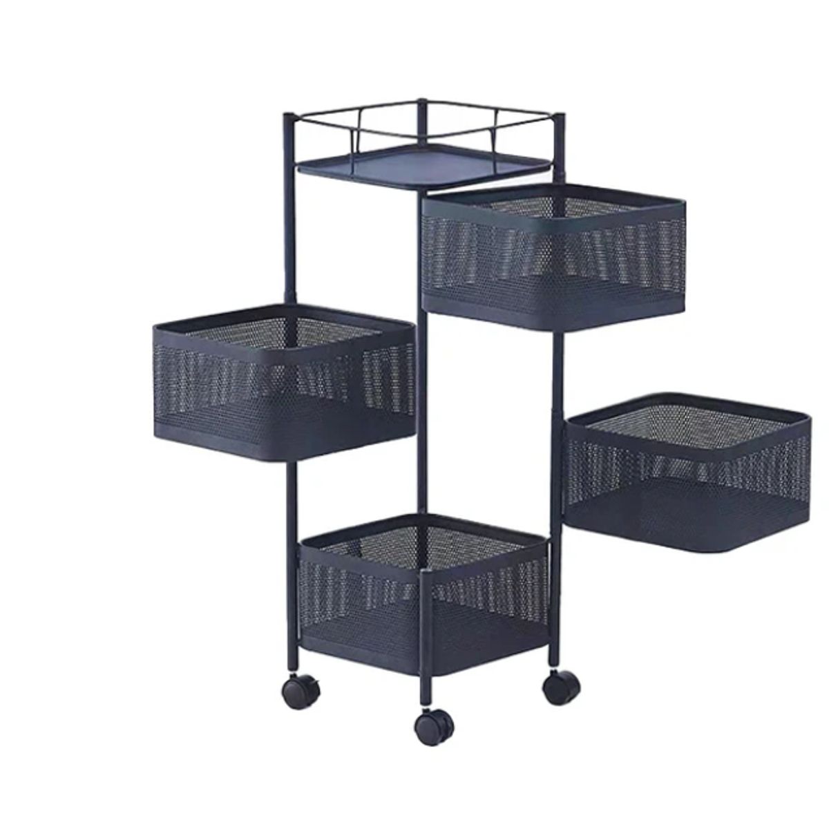 GENERICO - Organizador De Cocina Metálico 4 Niveles Giratorio Negro