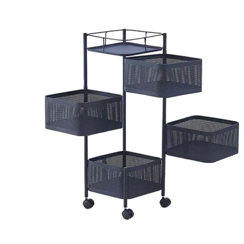 GENERICO - Organizador De Cocina Metálico 4 Niveles Giratorio Negro