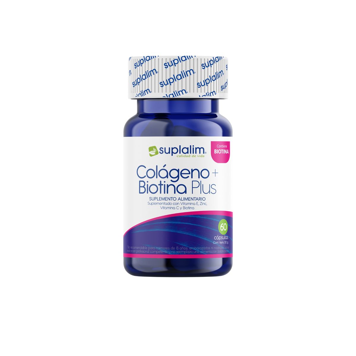 SUPLALIM - Colágeno + Biotina Plus – Suplemento con Vitaminas para Piel, Cabello y Uñas - 60 cápsulas