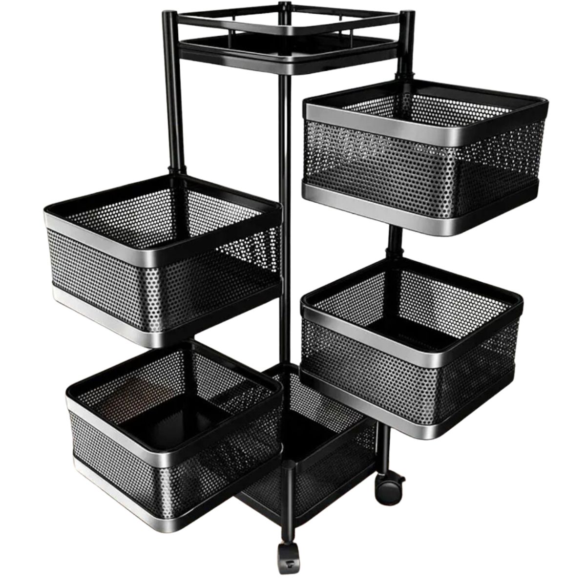 GENERICO - Organizador De Cocina Metálico 5 Niveles Giratorio Negro