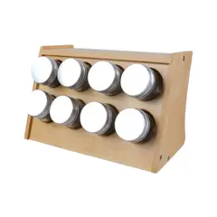 GENERICO - Especiero Base Madera 8 Piezas 15x24xcm