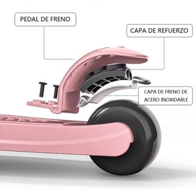 Imagen 2 del producto Scooter Monopatín Infantil Con Luces Color Rosa