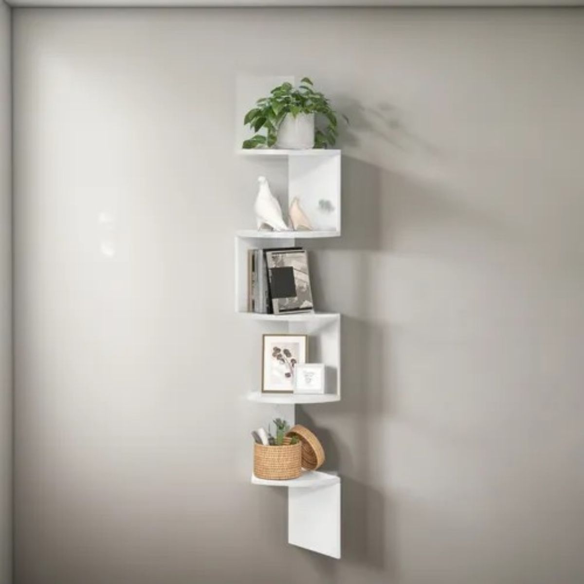 GENERICO - Repisa Esquinero Flotante 5 Niveles Decoracion Moderna Blanco