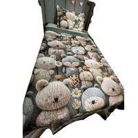 CUBRECAMA QUILT DE VERANO NIÑA NIÑO INFANTIL OSO VERDE