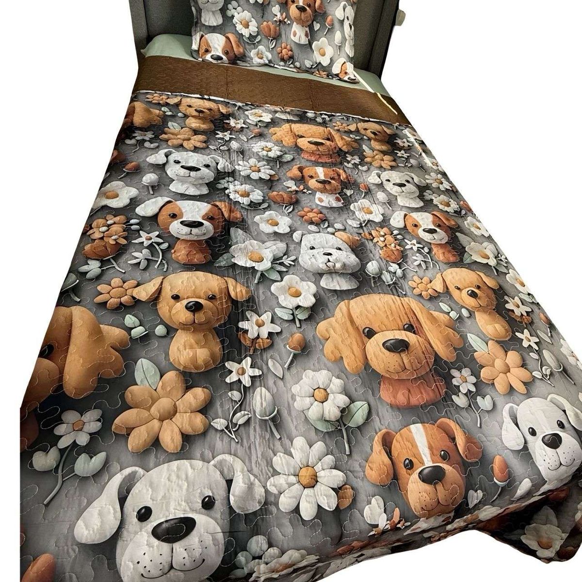 GENERICO - CUBRECAMA QUILT DE VERANO NIÑA NIÑO INFANTIL PERRO