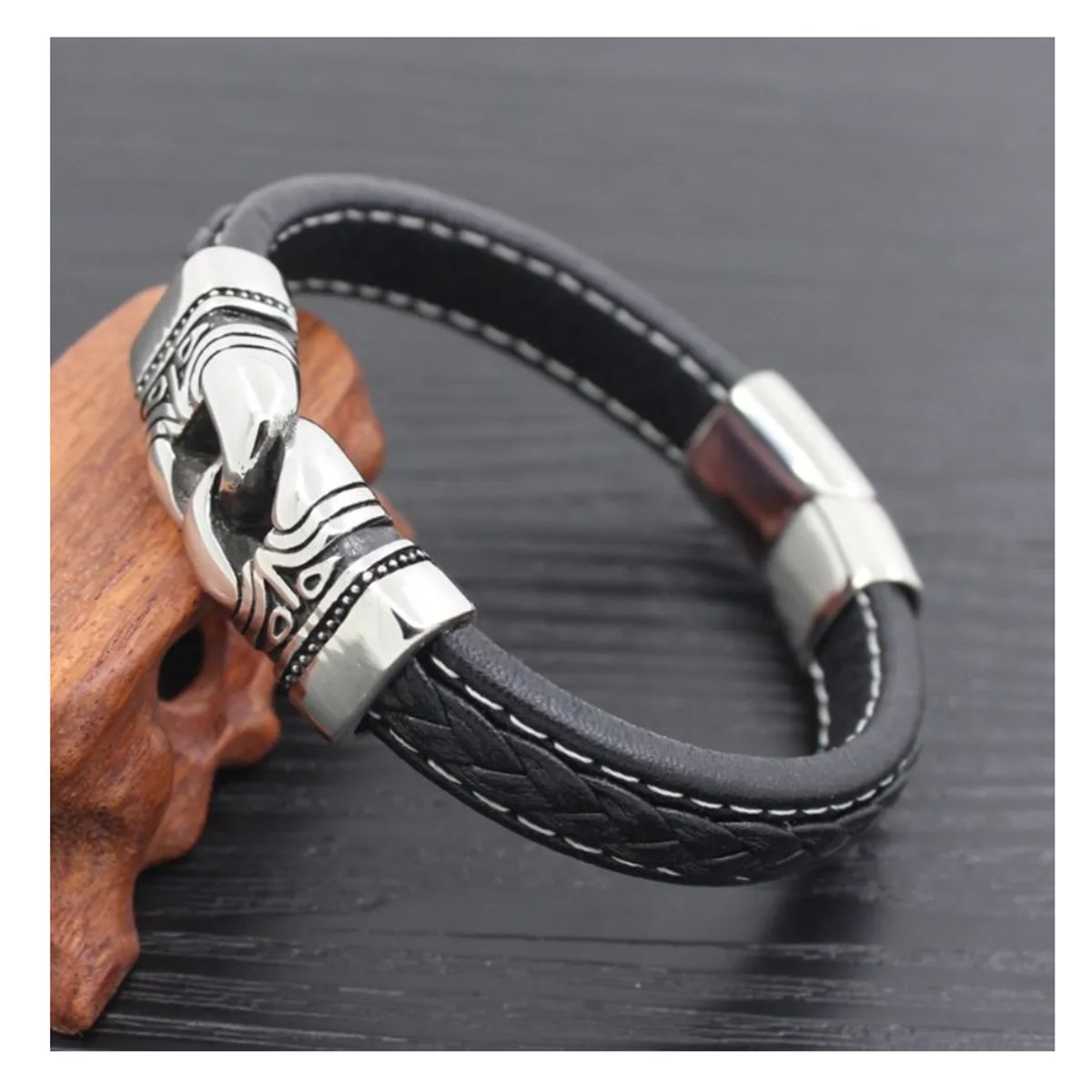 GENERICO - Pulsera De Cuero Hombre Garras Caballero Moda Royal Madriz