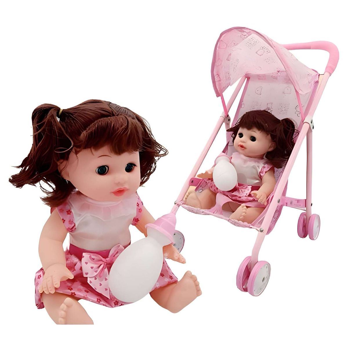 GENERICO - Juguete Muñeca más coche simple infantil rosado