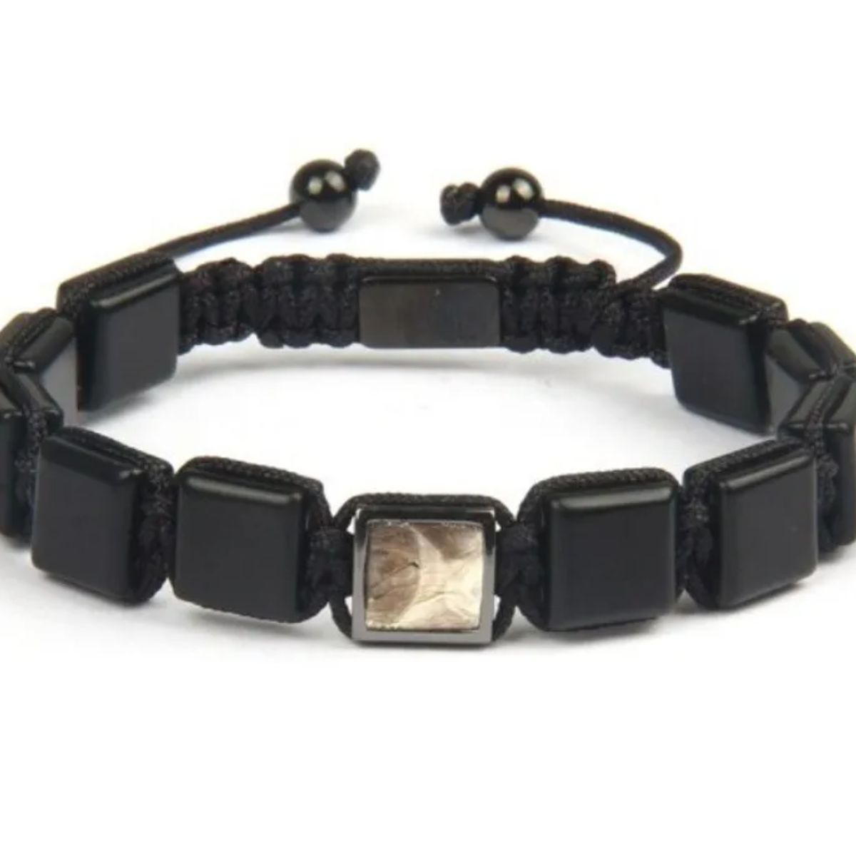 GENERICO - Pulsera Natural Stone Onix Y Cuero Pinton Hombre Mujer Royal Madriz