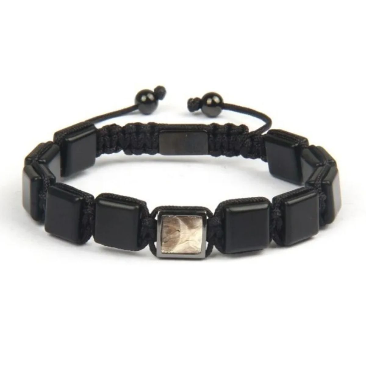 GENERICO - Pulsera Natural Stone Onix Y Cuero Pinton Hombre Mujer Royal Madriz