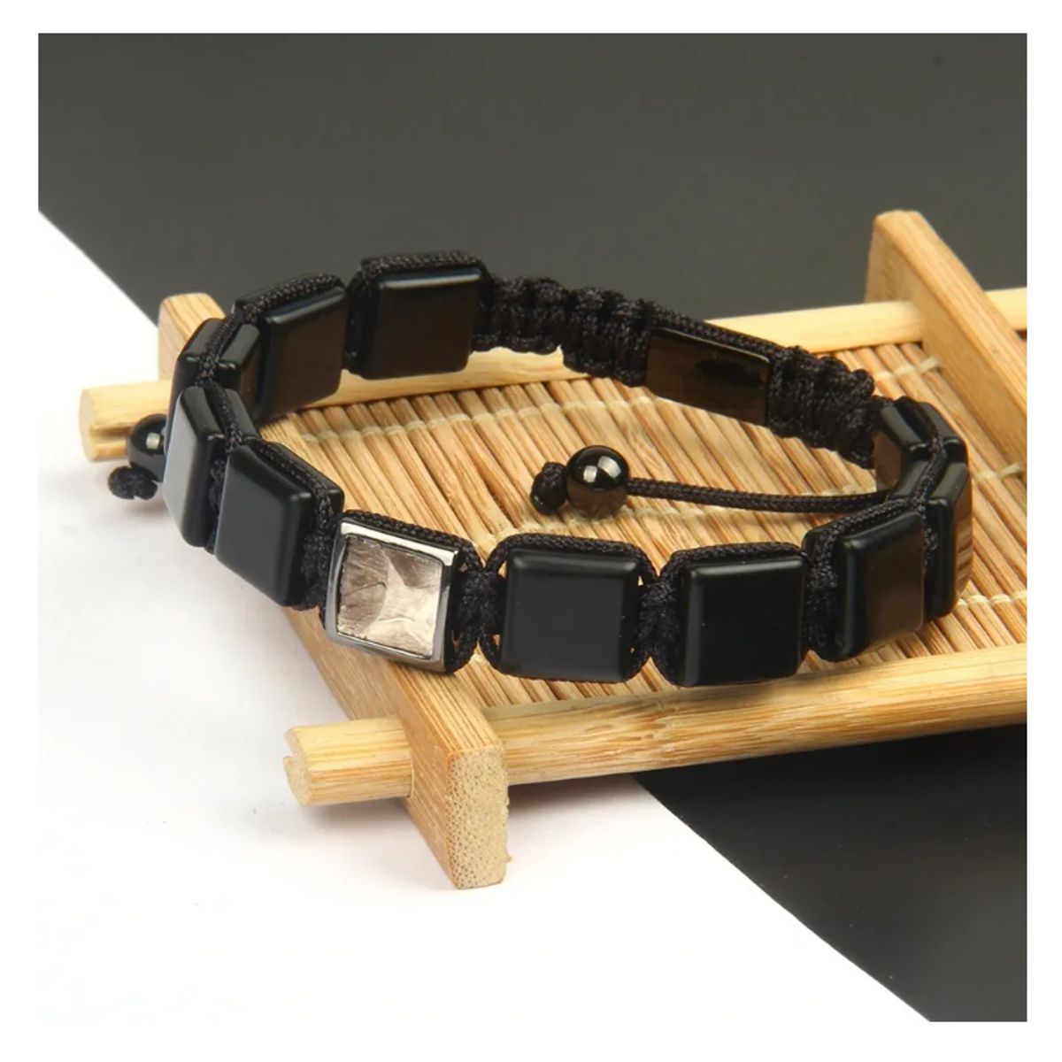 GENERICO - Pulsera Natural Stone Onix Y Cuero Pinton Hombre Mujer Royal Madriz