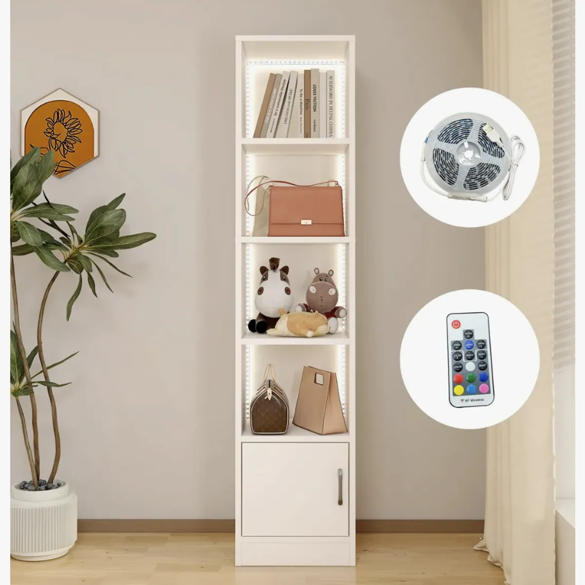 HOMER DESIGN - Estante Repisa Para Libros librero bilioteca Con Luz 40 De Ancho