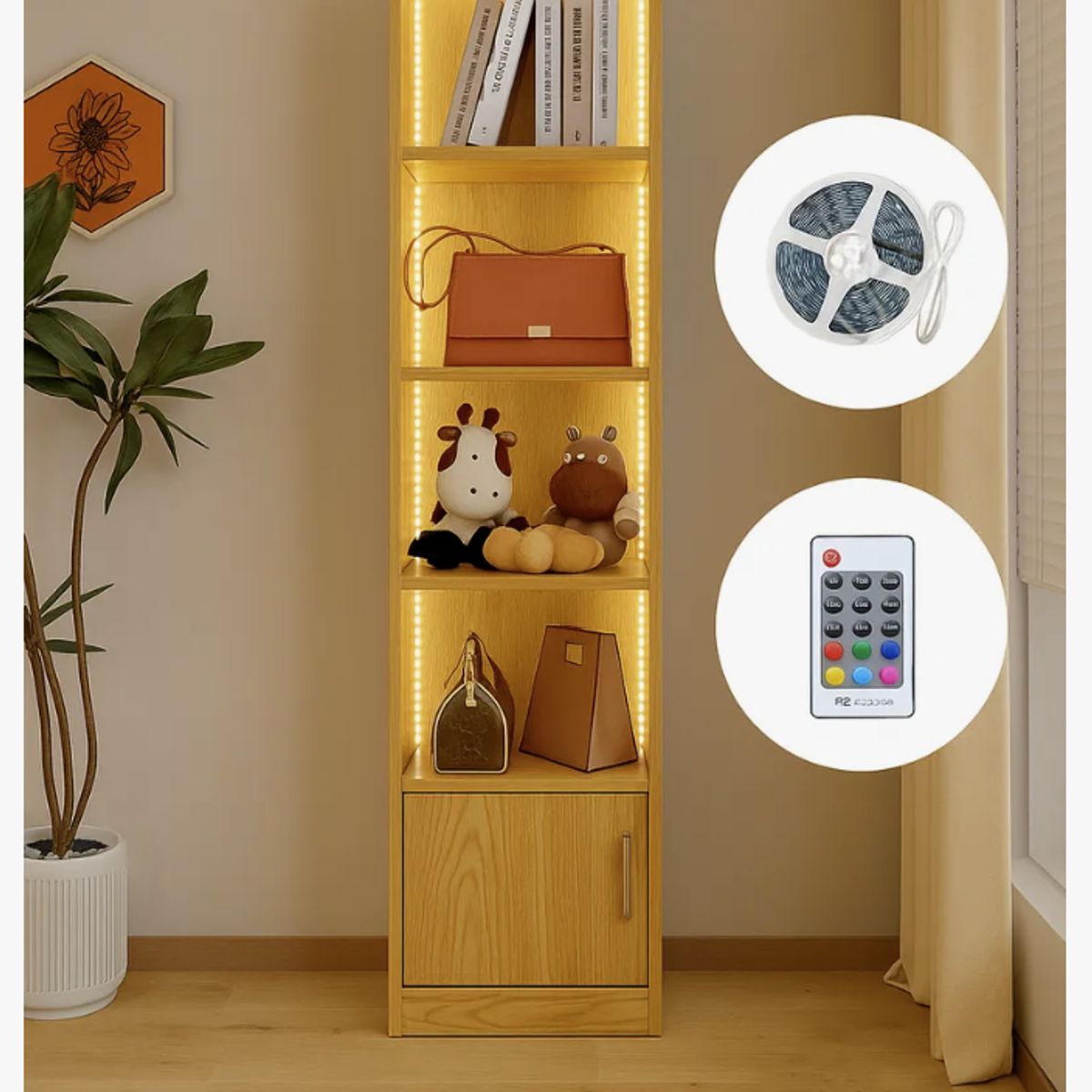 HOMER DESIGN - Estante Repisa Para Libros librero biblioteca Con Luz 40 De Ancho