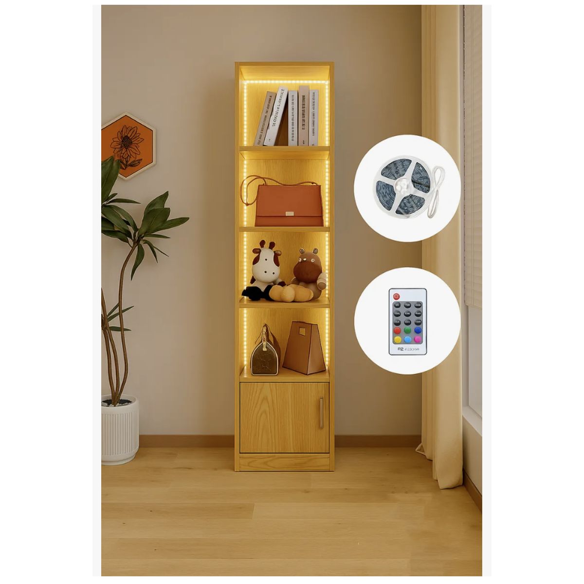 HOMER DESIGN - Estante Repisa Para Libros librero biblioteca Con Luz 40 De Ancho