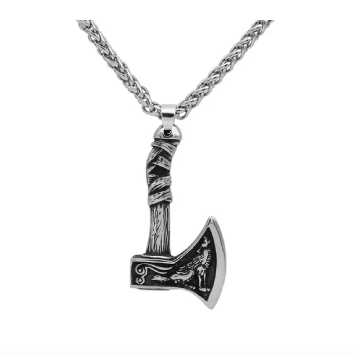 GENERICO - Collar Vikingo Lobo Nordico Cuervo Titanio Moda Vikinga