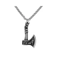 GENERICO - Collar Vikingo Lobo Nordico Cuervo Titanio Moda Vikinga