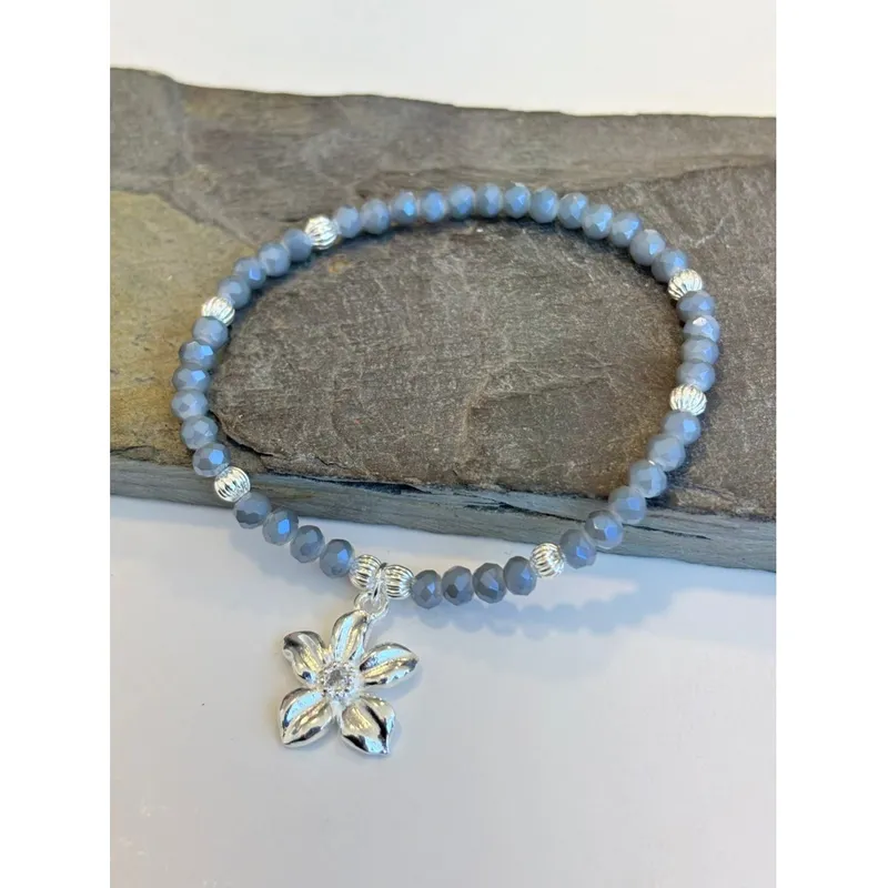 GENERICO - Pulsera Estilo Romántico con Dije Floral y Cristales Brillantes