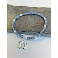 GENERICO - Pulsera Estilo Romántico con Dije Floral y Cristales Brillantes