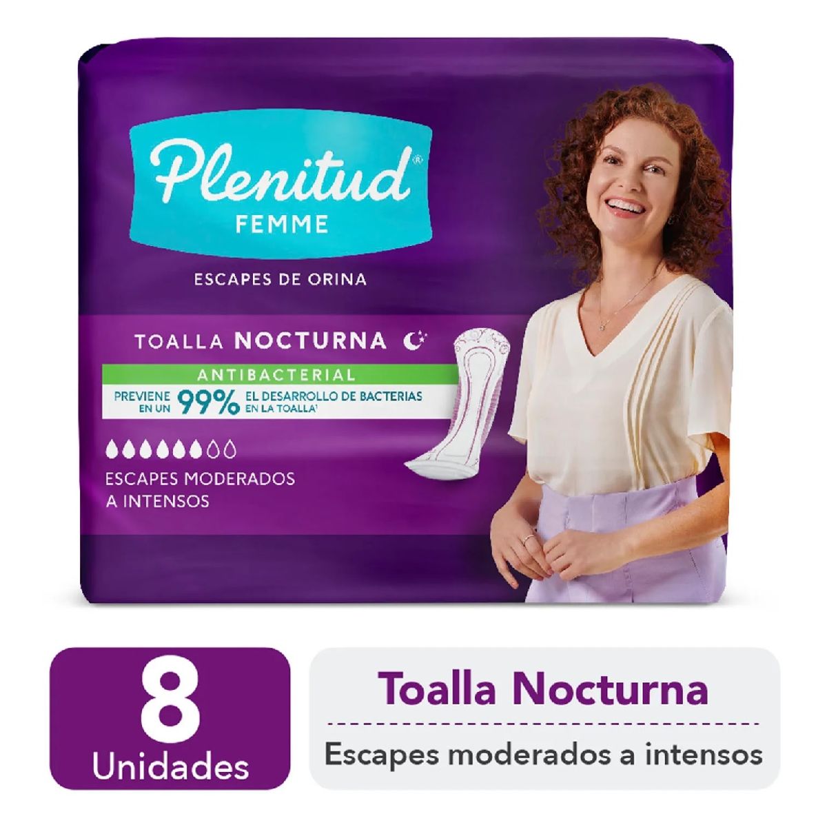 PLENITUD - Toalla Ultra Antibacterial Plenitud Femme Nocturna 8 Unidades