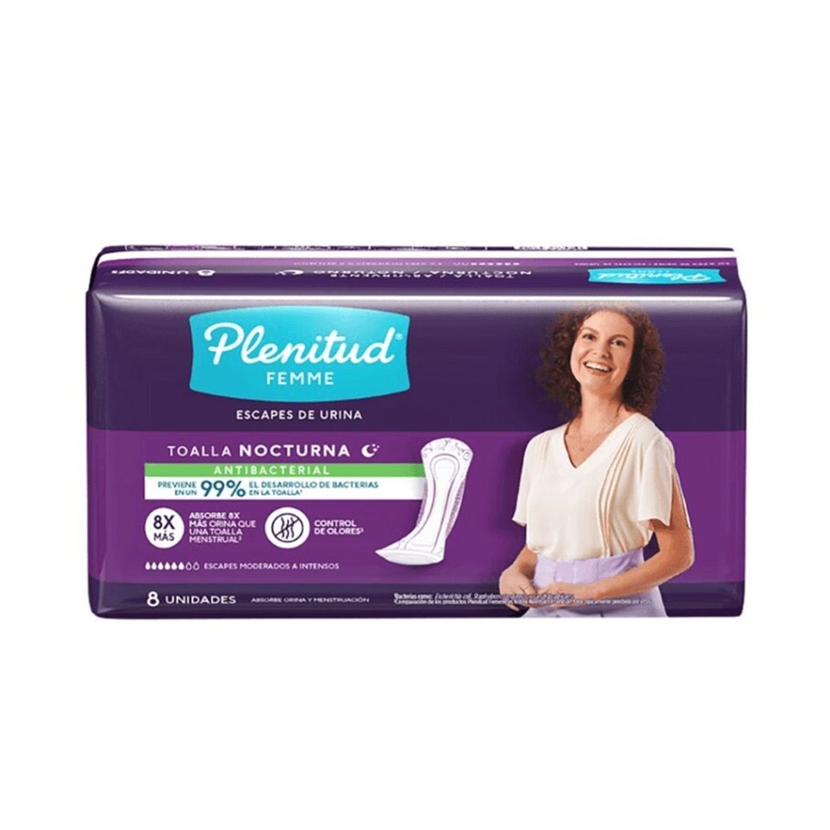 PLENITUD - Toalla Ultra Antibacterial Plenitud Femme Nocturna 8 Unidades