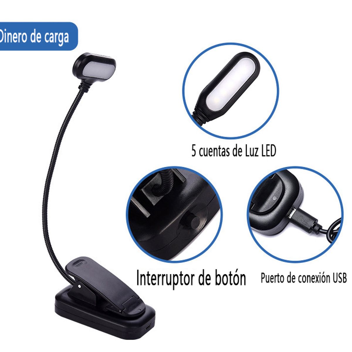 GENERICO - Lámpara de lectura de cabecera