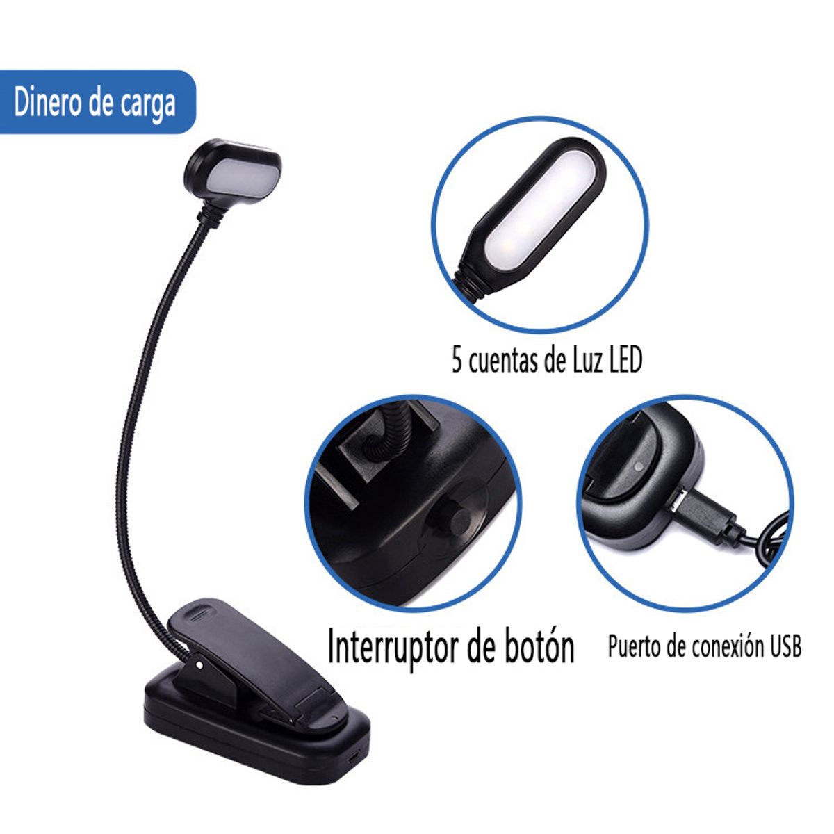 GENERICO - Lámpara de lectura de cabecera