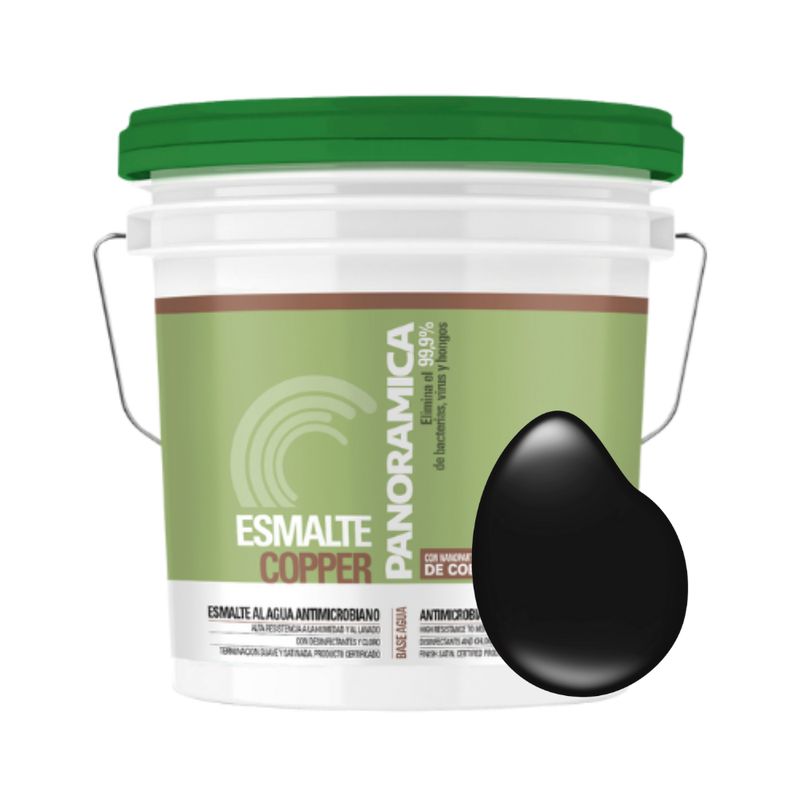 PINTURAS PANORAMICA LTDA - Esmalte al Agua Satinado Color Negro Balde