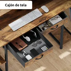 NEWTREE - Escritorio Con Cajón Y Repisa Madera 70x42x117cm