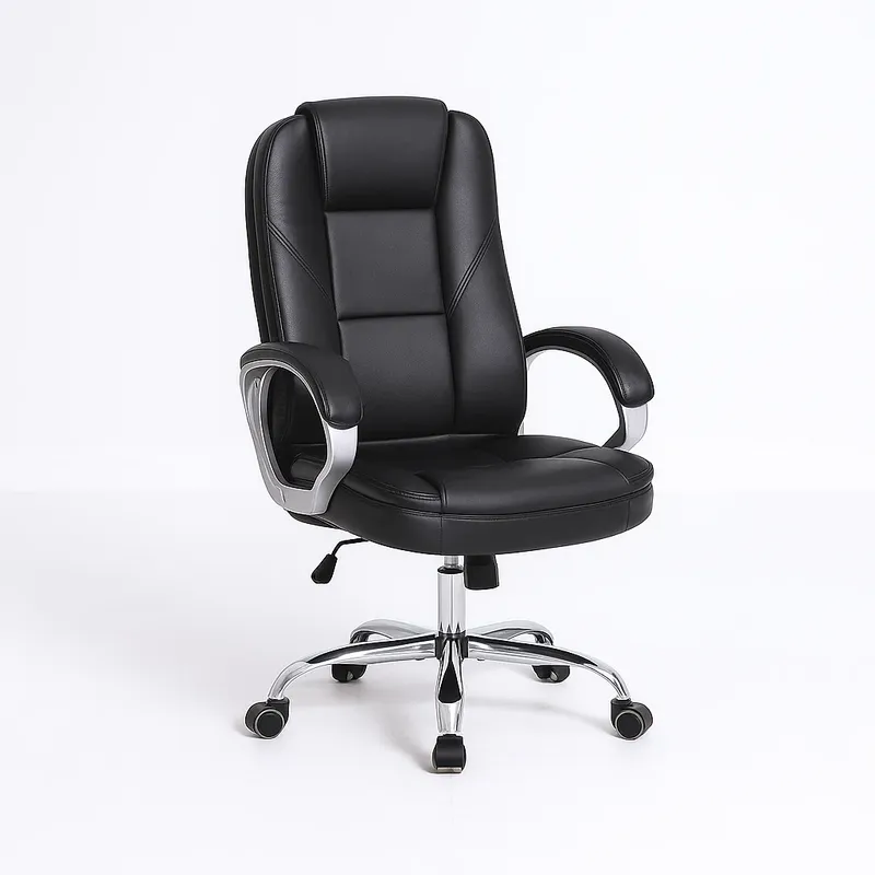 KLIK - Silla de Oficina Ejecutiva Magnus Cuero Sintético - Negro - Negro