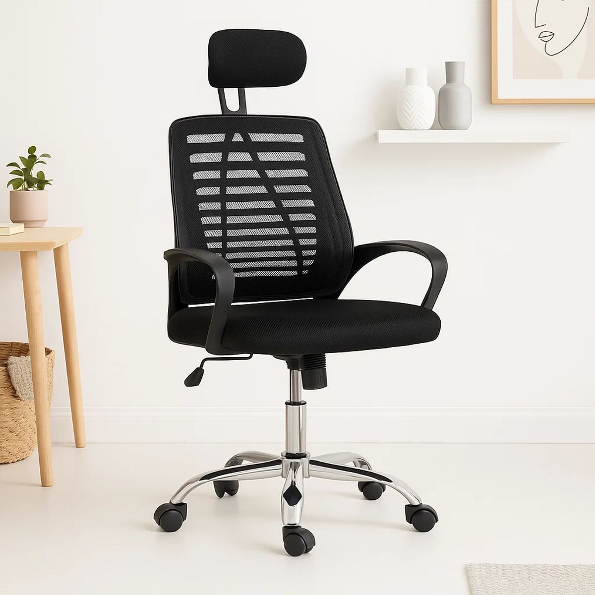 KLIK - Silla de Oficina Ergos Ergonómica con Cabeza - Negra - Negro