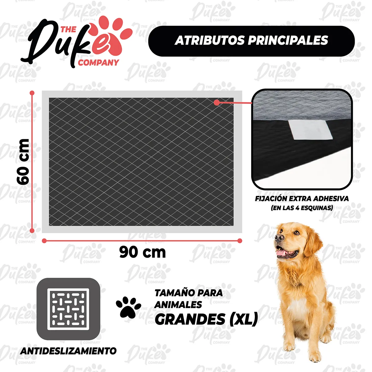 THE DUKE COMPANY - Sabanillas Para Perro Carbon 60x60 Duke 6 Capas Aromaticas 40U Pad