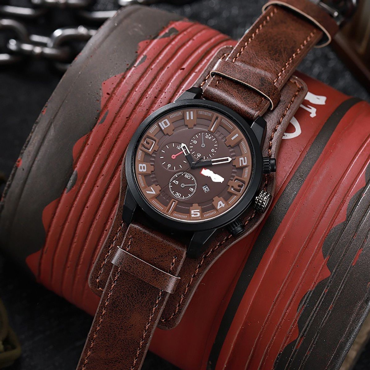 BRO TOUMI - Toumi KTE reloj mecánico de gran dial impermeable - Marrón