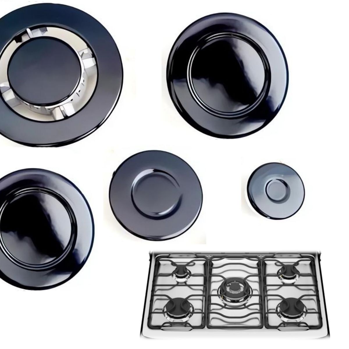 KUANGYE - Juego 5 Quemadores Y Tapas De Cocina A Gas