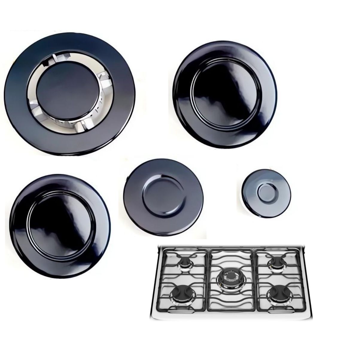 KUANGYE - Juego 5 Quemadores Y Tapas De Cocina A Gas