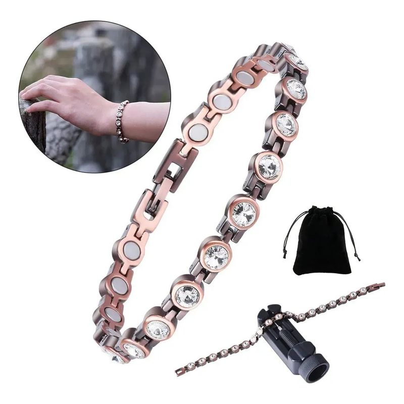 KUANGYE - Pulsera Bañado en Cobre Magnética - Imanes Terapia - Brazalete Circón
