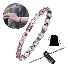 KUANGYE - Pulsera Bañado en Cobre Magnética - Imanes Terapia - Brazalete Circón