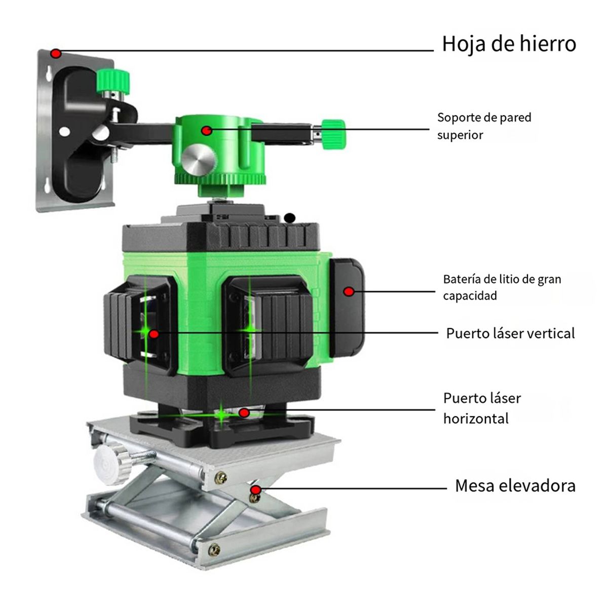 ATURE - Nivel De Laser Autonivelante Verde De 16 Líneas+trípode+caja