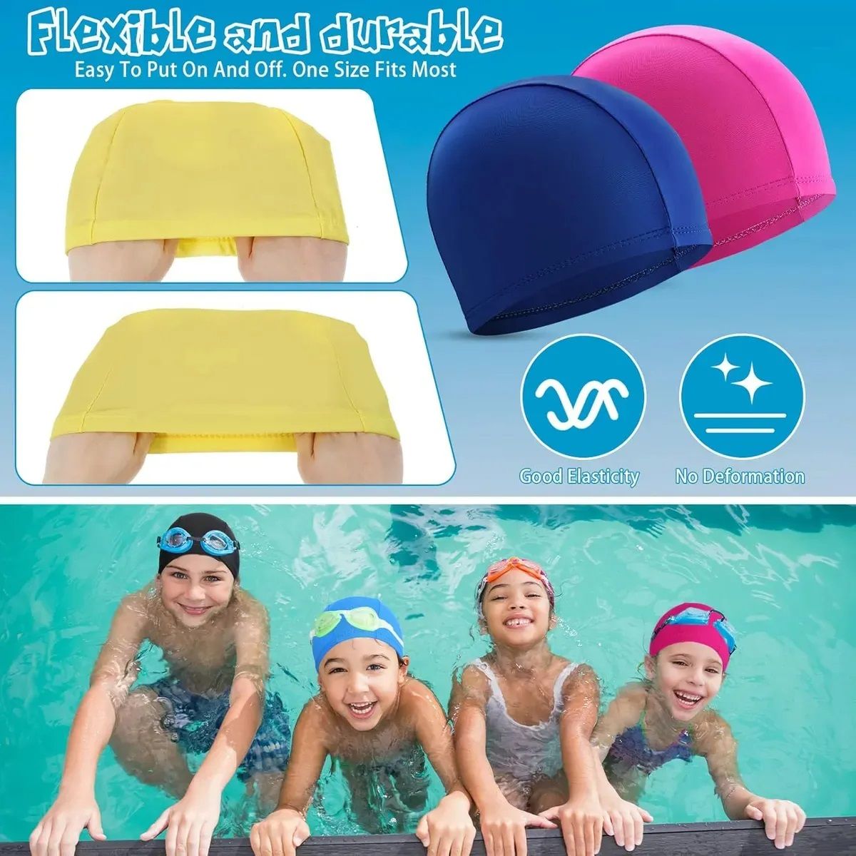 GENERICO - 12× Gorro Natación Naylon Licra Piscina Baño Adulto Niño