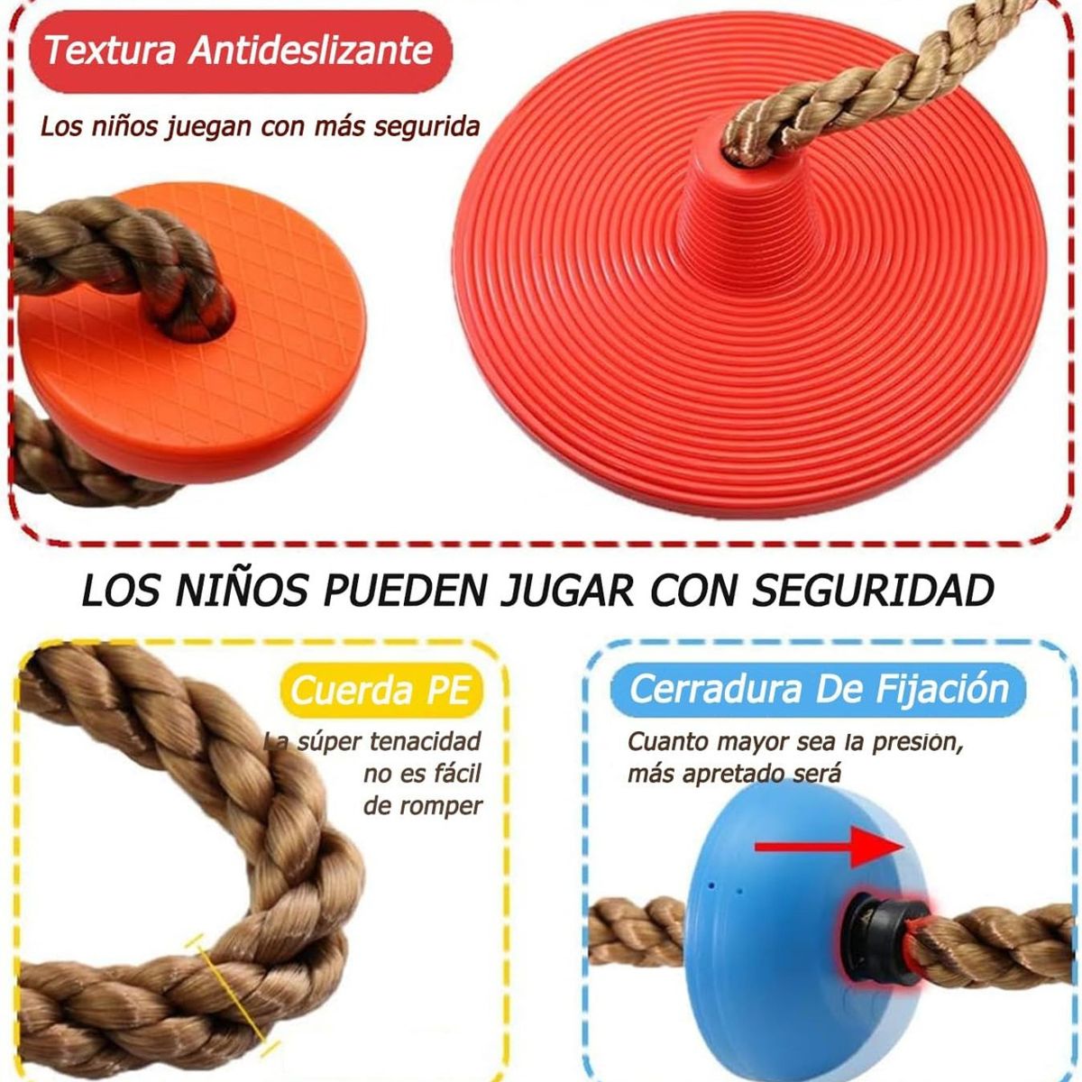 EVERSO - Columpio Mecedor De Escalada Multicolor Soporta Hasta 100Kg