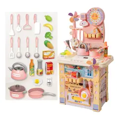 EVERSO - Cocina Juguete Grande 21pcs Niñas Niños Spray Kitchen 69cm