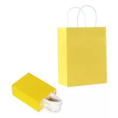 MALIK - Pack 48 bolsas de papel kraft amarillas 32x26x12 cm
