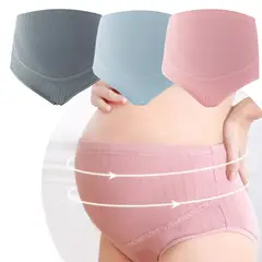 ATURE - 3u Ropa Braguitas De Algodón Cintura Alta Para Embarazadas