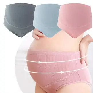 ATURE - 3u Ropa Braguitas De Algodón Cintura Alta Para Embarazadas