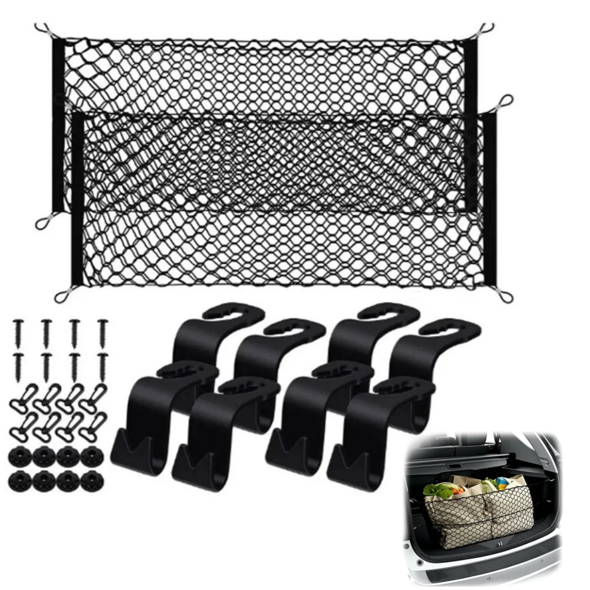 KUANGYE - 2pcs Soporte De Malla Elástica De Para Maletero De Coche