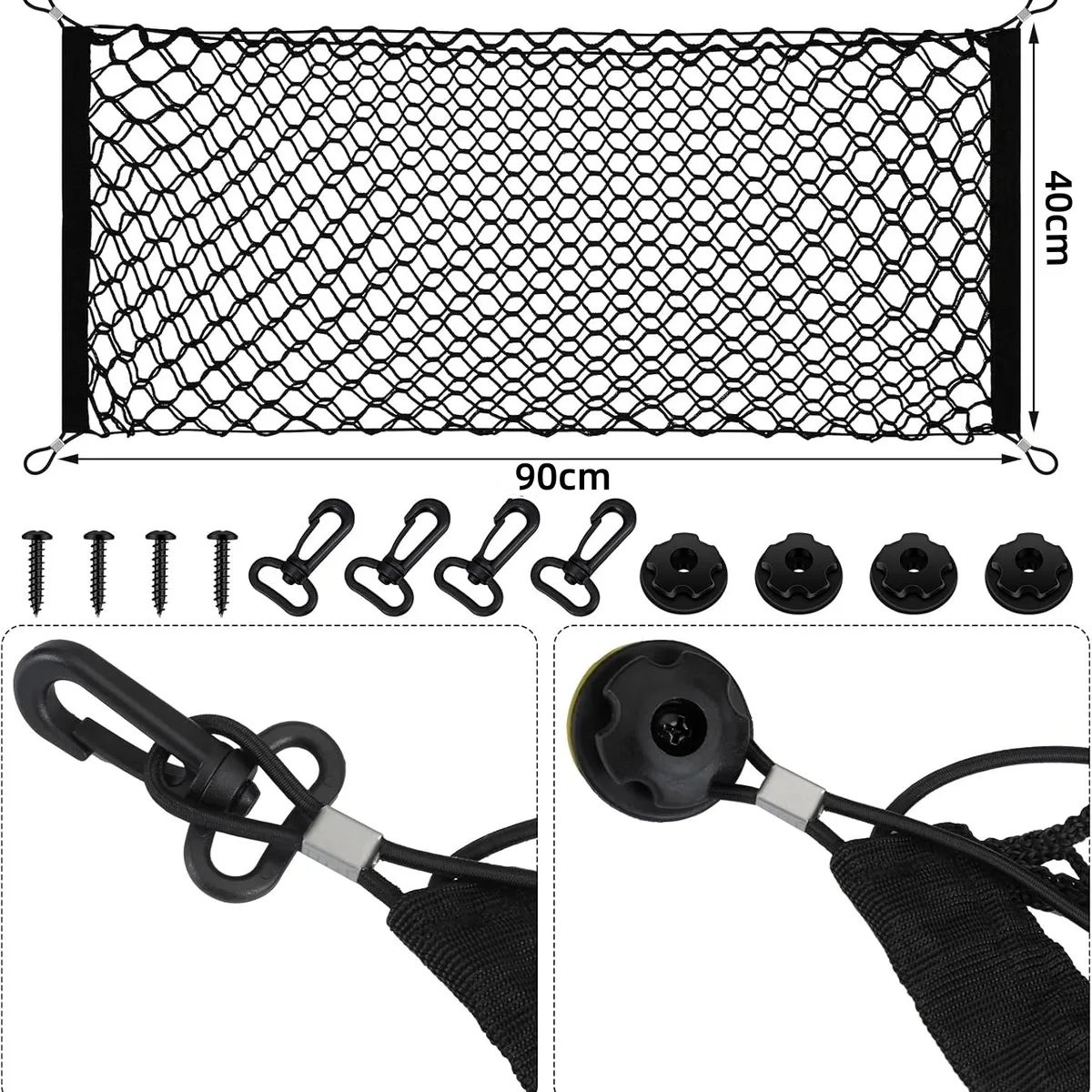 KUANGYE - 2pcs Soporte De Malla Elástica De Para Maletero De Coche